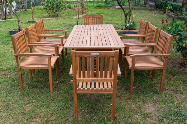 OUTFLEXX Sitzgruppe, Natur, Akazie, Ausziehtisch 180/240 X 100 Cm, 8 Armlehnensessel 9 OUTFLEXX Sitzgruppe, Natur, Akazie, Ausziehtisch 180/240 X 100 Cm, 8 Armlehnensessel – Bild 7