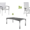 STERN Esstischgarnitur, Silber/grau, Edelstahl/Textilene, Tisch 200 X 100 Cm, 2 Teilige Tischplatte, 4 Stapelsessel, 2 Multipo, Padded 1 STERN Esstischgarnitur, Silber/grau, Edelstahl/Textilene, Tisch 200 X 100 Cm, 2 Teilige Tischplatte, 4 Stapelsessel, 2 Multipo, Padded -Gartenmoebel Verkaufs-Shop 22905 01.jpg