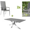 STERN Esstischgarnitur, Silbergrau/grau, Edelstahl/Textilene, Tisch 200 X 100 Cm, 4 Stapelsessel, Hohe Rückenlehne, 2 Multipo 2 STERN Esstischgarnitur, Silbergrau/grau, Edelstahl/Textilene, Tisch 200 X 100 Cm, 4 Stapelsessel, Hohe Rückenlehne, 2 Multipo -Gartenmoebel Verkaufs-Shop 22911 01.jpg