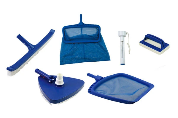 OUTTECH Poolpflege-Set, Weiß/blau, Kunststoff, 6-teilig, Inkl. Bürsten, Kescher Und Thermometer 3 OUTTECH Poolpflege-Set, Weiß/blau, Kunststoff, 6-teilig, Inkl. Bürsten, Kescher Und Thermometer
