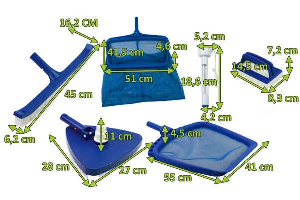 OUTTECH Poolpflege-Set, Weiß/blau, Kunststoff, 6-teilig, Inkl. Bürsten, Kescher Und Thermometer 7 OUTTECH Poolpflege-Set, Weiß/blau, Kunststoff, 6-teilig, Inkl. Bürsten, Kescher Und Thermometer – Bild 5