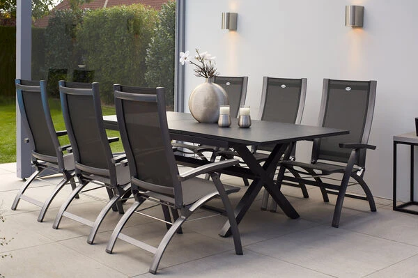 HARTMAN Xanadu / Primo Sitzgruppe, Xerix, Alu/Textilene/Glaskeramik, 6 Multipo, 160/220x100cm 3 HARTMAN Xanadu / Primo Sitzgruppe, Xerix, Alu/Textilene/Glaskeramik, 6 Multipo, 160/220x100cm