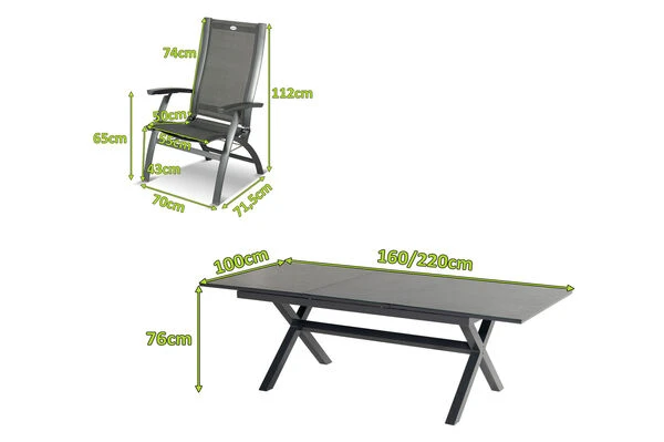 HARTMAN Xanadu / Primo Sitzgruppe, Xerix, Alu/Textilene/Glaskeramik, 6 Multipo, 160/220x100cm 7 HARTMAN Xanadu / Primo Sitzgruppe, Xerix, Alu/Textilene/Glaskeramik, 6 Multipo, 160/220x100cm – Bild 5