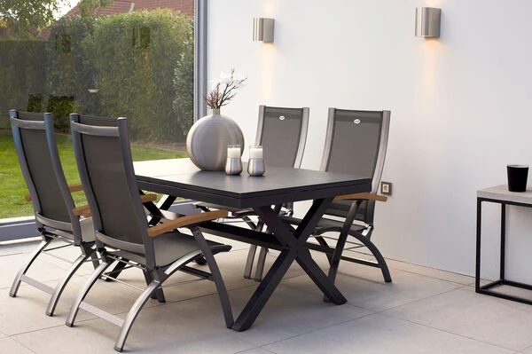 HARTMAN Xanadu / Primo Sitzgruppe, Xerix, Alu/Textilene/Glaskeramik, 4 Multipo, 160/220x100cm, Ausziehfunktion 3 HARTMAN Xanadu / Primo Sitzgruppe, Xerix, Alu/Textilene/Glaskeramik, 4 Multipo, 160/220x100cm, Ausziehfunktion