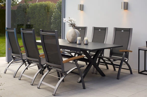 HARTMAN Xanadu / Primo Sitzgruppe, Xerix, Alu/Textilene/Glaskeramik, 6 Multipo, 160/220x100cm, Ausziehfunktion 3 HARTMAN Xanadu / Primo Sitzgruppe, Xerix, Alu/Textilene/Glaskeramik, 6 Multipo, 160/220x100cm, Ausziehfunktion