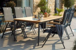 HARTMAN Silencio / Alice Sitzgruppe, Xerix/natur, Alu/Teak, 4x4 Textilen, 6 Multipo, 220x100cm, FSC-Teak Armlehnen