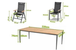 HARTMAN Silencio / Alice Sitzgruppe, Xerix/natur, Alu/Teak, 4x4 Textilen, 4 Dining Sessel, 2 Multipo, 220x100cm, FSC-Teak Armlehnen -Gartenmoebel Verkaufs-Shop 23199 5.jpg
