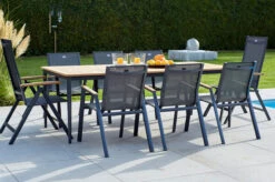 HARTMAN Silencio / Aruba Sitzgruppe, Xerix/natur, Alu/Teak, 6 Dining Sessel, 2 Multipo, 220x100cm, FSC-Teak Armlehnen