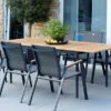 HARTMAN Silencio / Aruba Sitzgruppe, Xerix/natur, Alu/Teak, 6 Dining Sessel, 160/220x90cm, FSC-Teak Armlehnen