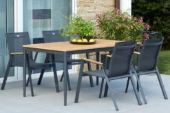 HARTMAN Silencio / Aruba Sitzgruppe, Xerix/natur, Alu/Teak, 8 Dining Sessel, 160/220x90cm, FSC-Teak Armlehnen