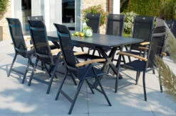 HARTMAN Xanadu / Alice Sitzgruppe, Xerix/natur, Alu/Teak/Glaskeramik, 4x4 Textilen, 8 Multipo, 160/220x100cm, FSC-Teak Armlehnen