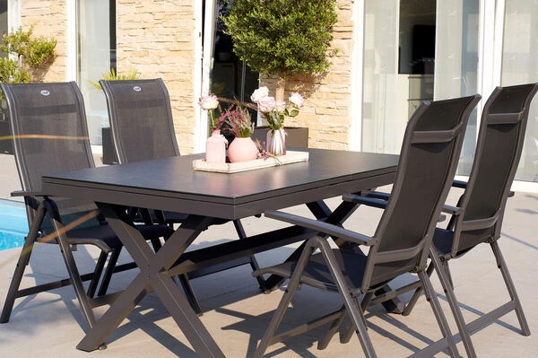 HARTMAN Xanadu / Alice Sitzgruppe, Xerix, Alu/Textilene/Glaskeramik, 4 Multipo, 160/220x100cm 3 HARTMAN Xanadu / Alice Sitzgruppe, Xerix, Alu/Textilene/Glaskeramik, 4 Multipo, 160/220x100cm