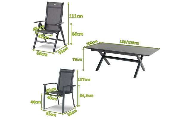 HARTMAN Xanadu / Alice Sitzgruppe, Xerix, Alu/Textilene/Glaskeramik, 6 Stapelsessel, 2 Multipo, 160/220x100cm 7 HARTMAN Xanadu / Alice Sitzgruppe, Xerix, Alu/Textilene/Glaskeramik, 6 Stapelsessel, 2 Multipo, 160/220x100cm – Bild 5