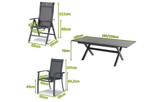 HARTMAN Xanadu / Alice Sitzgruppe, Xerix, Alu/Textilene/Glaskeramik, 2 Stapelsessel, 4 Multipo, 160/220x100cm 7 HARTMAN Xanadu / Alice Sitzgruppe, Xerix, Alu/Textilene/Glaskeramik, 2 Stapelsessel, 4 Multipo, 160/220x100cm – Bild 5