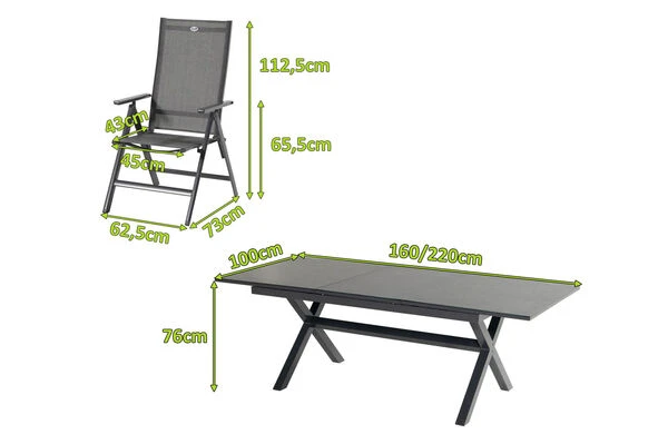 HARTMAN Xanadu / Aruba Sitzgruppe, Xerix, Alu/Textilene/Glaskeramik, 4 Multipo, 160/220x100cm 6 HARTMAN Xanadu / Aruba Sitzgruppe, Xerix, Alu/Textilene/Glaskeramik, 4 Multipo, 160/220x100cm – Bild 4