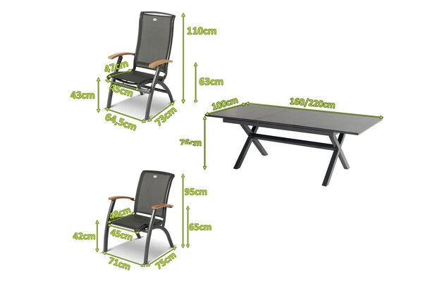 HARTMAN Xanadu / Da Vinci Sitzgruppe, Xerix/natur, Alu/Teak/Glaskeramik, 4 Dining Sessel, 2 Multipo, 160/220x100cm, FSC-Teak Armlehnen 7 HARTMAN Xanadu / Da Vinci Sitzgruppe, Xerix/natur, Alu/Teak/Glaskeramik, 4 Dining Sessel, 2 Multipo, 160/220x100cm, FSC-Teak Armlehnen – Bild 5