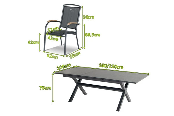 HARTMAN Xanadu / Raffaelo Sitzgruppe, Xerix/natur, Alu/Teak/Glaskeramik, 8 Dining Sessel, 160/220x100cm, FSC-Teak Armlehnen 6 HARTMAN Xanadu / Raffaelo Sitzgruppe, Xerix/natur, Alu/Teak/Glaskeramik, 8 Dining Sessel, 160/220x100cm, FSC-Teak Armlehnen – Bild 4