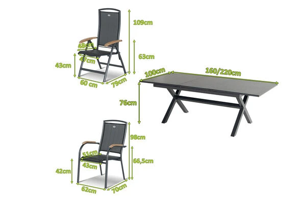 HARTMAN Xanadu / Raffaelo Sitzgruppe, Xerix/natur, Alu/Teak/Glaskeramik, 6 Dining Sessel, 2 Multipo, 160/220x100cm, FSC-Teak Armlehnen 7 HARTMAN Xanadu / Raffaelo Sitzgruppe, Xerix/natur, Alu/Teak/Glaskeramik, 6 Dining Sessel, 2 Multipo, 160/220x100cm, FSC-Teak Armlehnen – Bild 5