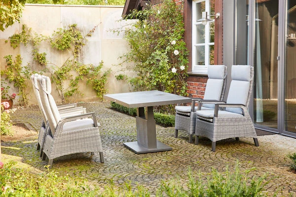 SIENA GARDEN Solea/Bellani Dining Set, Grau/blau/anthrazit, Alu/Gardino®-Geflecht/Keramik, 140 X 85 X 50-72cm, Inkl. 4 Diningsessel, Stufenlos Verstellbar 17 SIENA GARDEN Solea/Bellani Dining Set, Grau/blau/anthrazit, Alu/Gardino®-Geflecht/Keramik, 140 X 85 X 50-72cm, Inkl. 4 Diningsessel, Stufenlos Verstellbar – Bild 15