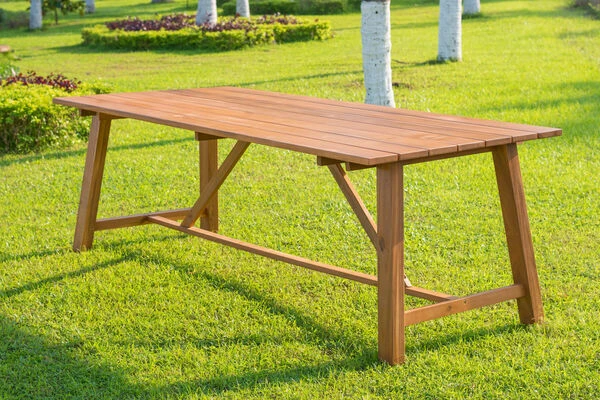 OUTFLEXX Esstischgarnitur, Natur/grau, FSC-Akazienholz/Textilene, 220x100 Cm, 6 Multipositionssessel, Geölt 11 OUTFLEXX Esstischgarnitur, Natur/grau, FSC-Akazienholz/Textilene, 220x100 Cm, 6 Multipositionssessel, Geölt – Bild 9