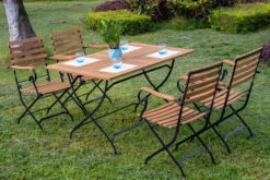 OUTFLEXX Sitzgruppe, Natur/schwarz, Stahl/FSC-Akazienholz, 120x80 Cm, 4 Klappstühle, Pulverbeschichtet, Verzinkt, Mit Armlehnen -Gartenmoebel Verkaufs-Shop 23883 01.jpg