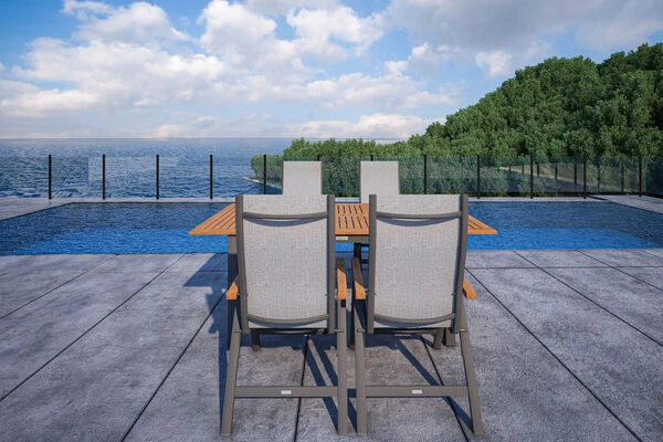 VILLANA Esstischgarnitur, Anthrazit/grau, Alu/ FSC-Akazienholz, Ausziehtisch 150/200 Cm, 4 Multipositionssessel 9 VILLANA Esstischgarnitur, Anthrazit/grau, Alu/ FSC-Akazienholz, Ausziehtisch 150/200 Cm, 4 Multipositionssessel – Bild 7