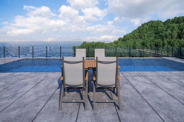 VILLANA Esstischgarnitur, Anthrazit/grau, Alu/ FSC-Akazienholz, Ausziehtisch 150/200 Cm, 4 Multipositionssessel 10 VILLANA Esstischgarnitur, Anthrazit/grau, Alu/ FSC-Akazienholz, Ausziehtisch 150/200 Cm, 4 Multipositionssessel – Bild 8