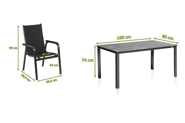 KETTLER Cubic/Basic Plus Padded Esstischgarnitur, Anthrazit, Alu/Kettalit/Textilene, 160x90 Cm, 4 Stapelsessel 7 KETTLER Cubic/Basic Plus Padded Esstischgarnitur, Anthrazit, Alu/Kettalit/Textilene, 160x90 Cm, 4 Stapelsessel – Bild 5