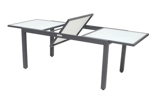 VILLANA Sitzgruppe, Anthrazit/grau, Alu/Textil, Tisch 160/220 Cm, 6 Stapelstühle, 2 Hochlehner 4 VILLANA Sitzgruppe, Anthrazit/grau, Alu/Textil, Tisch 160/220 Cm, 6 Stapelstühle, 2 Hochlehner – Bild 2