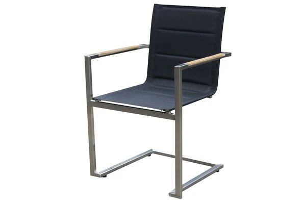 OUTFLEXX Set, Schwarz, 200/300 X 100 Cm, Edelstahl/Teak, Ausziehtisch, 6 Stühle Padded, 2 Multipositionssessel 4 OUTFLEXX Set, Schwarz, 200/300 X 100 Cm, Edelstahl/Teak, Ausziehtisch, 6 Stühle Padded, 2 Multipositionssessel – Bild 2