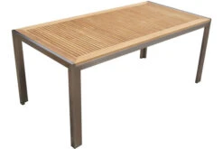 OUTFLEXX Esstischgruppe, Taupe, Edelstahl/Teak, Tisch 180x90cm, 6 Stapelstühle Gepolstert 12 OUTFLEXX Esstischgruppe, Taupe, Edelstahl/Teak, Tisch 180x90cm, 6 Stapelstühle Gepolstert -Gartenmoebel Verkaufs-Shop 2 14196.jpg