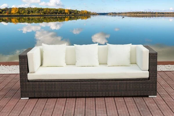 OUTFLEXX 3-Sitzer Sofa, Braun Marmoriert, Polyrattan, 210 X 85 X 70 Cm, Wasserfeste Kissenbox 4 OUTFLEXX 3-Sitzer Sofa, Braun Marmoriert, Polyrattan, 210 X 85 X 70 Cm, Wasserfeste Kissenbox – Bild 2