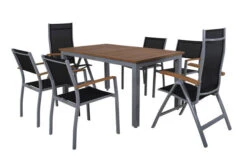 VILLANA Esstischgarnitur, Silber/schwarz, Alu / FSC-Akazienholz, Ausziehtisch 150/200 Cm, 4 Stapelsessel, 2 Hochlehner 24 VILLANA Esstischgarnitur, Silber/schwarz, Alu / FSC-Akazienholz, Ausziehtisch 150/200 Cm, 4 Stapelsessel, 2 Hochlehner -Gartenmoebel Verkaufs-Shop 2 16465.jpg