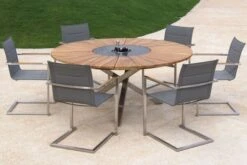 OUTFLEXX Sitzgruppe, Silber, Edelstahl/FSC-Teak, Ø 170 Cm, 6 Freischwinger, Inkl. Drehbarer Granitplatte + Eiskühler -Gartenmoebel Verkaufs-Shop 2 16571.jpg
