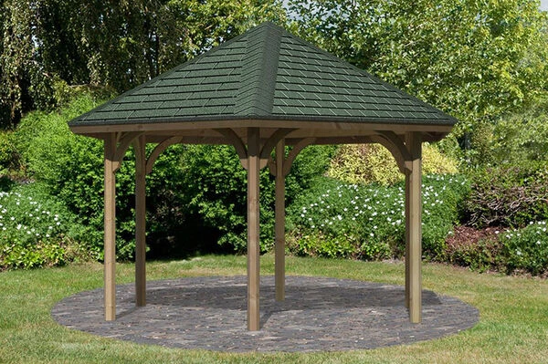 KARIBU Gartenlaube Oslo 2, Massivholz, Walmdach 4 KARIBU Gartenlaube Oslo 2, Massivholz, Walmdach – Bild 2