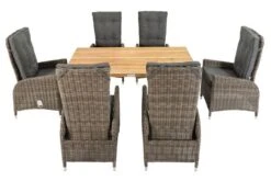 OUTFLEXX Esstischgarnitur, Edelstahl/recyceltes FSC-Teak, Tisch 160x90 Cm, 6 Hochlehner- Diningsessel, A-Gestell 21 OUTFLEXX Esstischgarnitur, Edelstahl/recyceltes FSC-Teak, Tisch 160x90 Cm, 6 Hochlehner- Diningsessel, A-Gestell -Gartenmoebel Verkaufs-Shop 2 19375.jpg