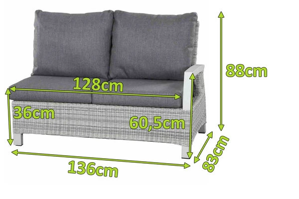 SIENA GARDEN Corido 2-Sitzer Sofa, Ice Grey, Alu / Gardino®-Geflecht, 136x83x88 Cm, Armlehne Links 4 SIENA GARDEN Corido 2-Sitzer Sofa, Ice Grey, Alu / Gardino®-Geflecht, 136x83x88 Cm, Armlehne Links – Bild 2