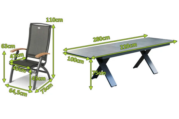HARTMAN Sondermodell Xanadu/Da Vinci Sitzgruppe, Xerix/anthrazit, Alu/Glaskeramik, 6 Multipos, 220/280x100cm 4 HARTMAN Sondermodell Xanadu/Da Vinci Sitzgruppe, Xerix/anthrazit, Alu/Glaskeramik, 6 Multipos, 220/280x100cm – Bild 2