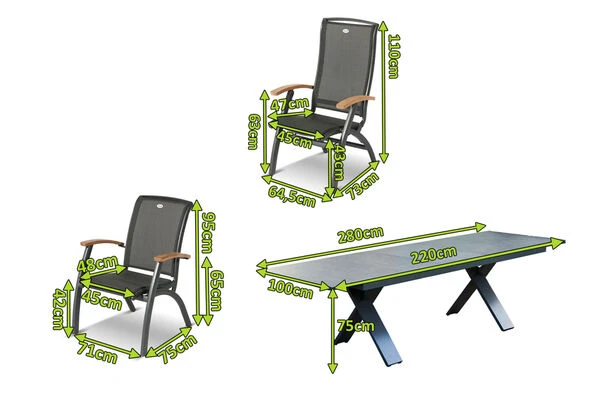HARTMAN Sondermodell Xanadu / Da Vinci Sitzgruppe, Xerix/anthrazit, Alu/Glaskeramik, 6 Diningsessel, 2 Multipos, 220/280x100cm 4 HARTMAN Sondermodell Xanadu / Da Vinci Sitzgruppe, Xerix/anthrazit, Alu/Glaskeramik, 6 Diningsessel, 2 Multipos, 220/280x100cm – Bild 2