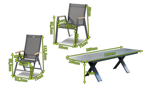 HARTMAN Sondermodell Xanadu / Aruba Set, Xerix/anthrazit, Alu/Glaskeramik, 6 Stapelsessel, 2 Multipos, 220/280x100cm 4 HARTMAN Sondermodell Xanadu / Aruba Set, Xerix/anthrazit, Alu/Glaskeramik, 6 Stapelsessel, 2 Multipos, 220/280x100cm – Bild 2
