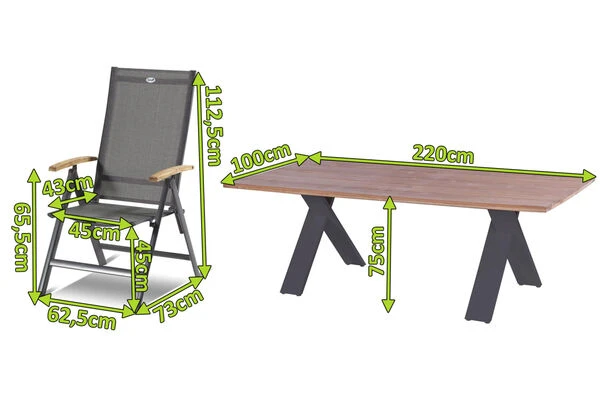 HARTMAN Xanadu / Aruba Set, Xerix/anthrazit, Alu/Teakholz, 8 Multipos, Teakarmlehnen, 220x100cm 4 HARTMAN Xanadu / Aruba Set, Xerix/anthrazit, Alu/Teakholz, 8 Multipos, Teakarmlehnen, 220x100cm – Bild 2