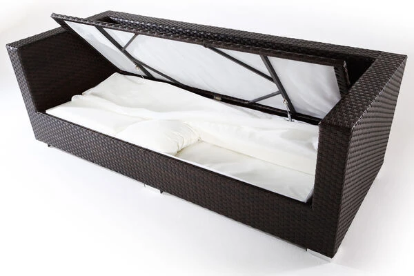 OUTFLEXX 3-Sitzer Sofa, Braun, Polyrattan,210x85x70cm, Inkl. Polster + Wasserfeste Kissenbox 4 OUTFLEXX 3-Sitzer Sofa, Braun, Polyrattan,210x85x70cm, Inkl. Polster + Wasserfeste Kissenbox – Bild 2