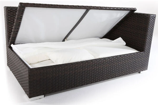 OUTFLEXX 2-Sitzer Ecksofa, Braun, Polyrattan, 145x85x70cm, Armlehne Li, Inkl. Kissen, Wasserfeste Kissenbox 4 OUTFLEXX 2-Sitzer Ecksofa, Braun, Polyrattan, 145x85x70cm, Armlehne Li, Inkl. Kissen, Wasserfeste Kissenbox – Bild 2