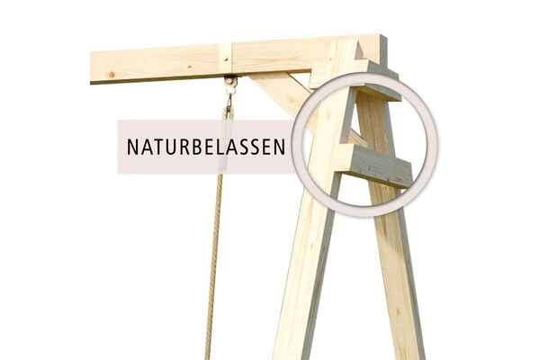 KARIBU Felix Doppelschaukel, Naturbelassen, Nordische Fichte, 308x264x213cm, Mit Klettergerüst Und Netzrampe 4 KARIBU Felix Doppelschaukel, Naturbelassen, Nordische Fichte, 308x264x213cm, Mit Klettergerüst Und Netzrampe – Bild 3