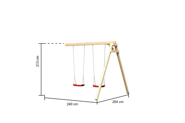 KARIBU Lotti Spielturm, Naturbelassen, Nordische Fichte, 107x107x291cm, Mit Doppelschaukel 7 KARIBU Lotti Spielturm, Naturbelassen, Nordische Fichte, 107x107x291cm, Mit Doppelschaukel – Bild 5