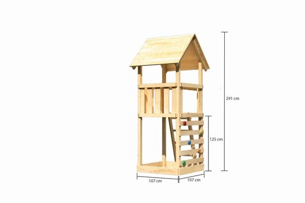 KARIBU Lotti Spielturm, Naturbelassen, Nordische Fichte, 107x107x291cm, Mit Kletterwand ECO 7 KARIBU Lotti Spielturm, Naturbelassen, Nordische Fichte, 107x107x291cm, Mit Kletterwand ECO – Bild 5