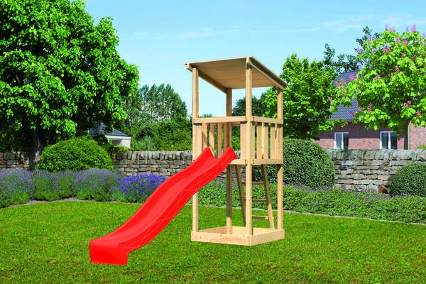 KARIBU Anna Spielturm, Naturbelassen, Nordische Fichte, 107x107x270cm, Mit Rutsche Rot 3 KARIBU Anna Spielturm, Naturbelassen, Nordische Fichte, 107x107x270cm, Mit Rutsche Rot