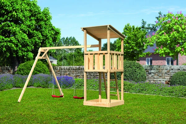 KARIBU Anna Spielturm, Naturbelassen, Nordische Fichte, 347x264x270cm, Mit Doppelschaukel 3 KARIBU Anna Spielturm, Naturbelassen, Nordische Fichte, 347x264x270cm, Mit Doppelschaukel