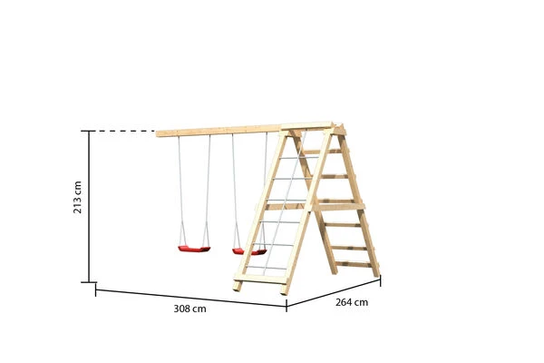 KARIBU Anna Turm, Naturbelassen, Nordische Fichte, 415x264x270cm, Mit Rutsche Blau,Doppelschaukel Und Gerüst 8 KARIBU Anna Turm, Naturbelassen, Nordische Fichte, 415x264x270cm, Mit Rutsche Blau,Doppelschaukel Und Gerüst – Bild 6