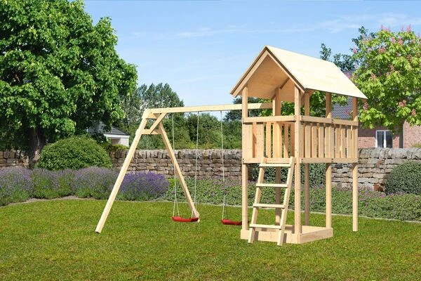 KARIBU Danny Turm, Naturbelassen, Fichte, 347x264x291cm, Mit Doppelschaukel 3 KARIBU Danny Turm, Naturbelassen, Fichte, 347x264x291cm, Mit Doppelschaukel